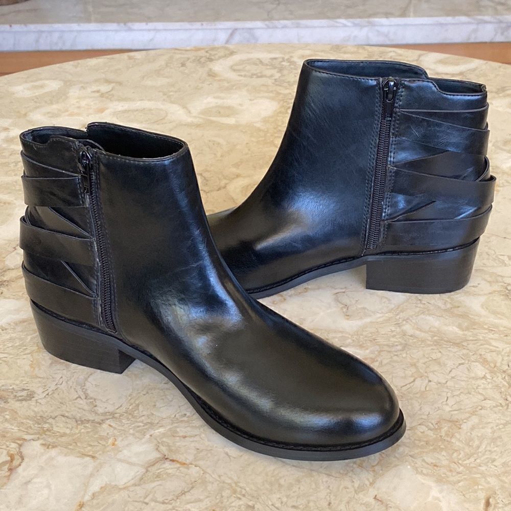 Carlos by Carlos Santana “Mona” Harness Faux Leather Booties